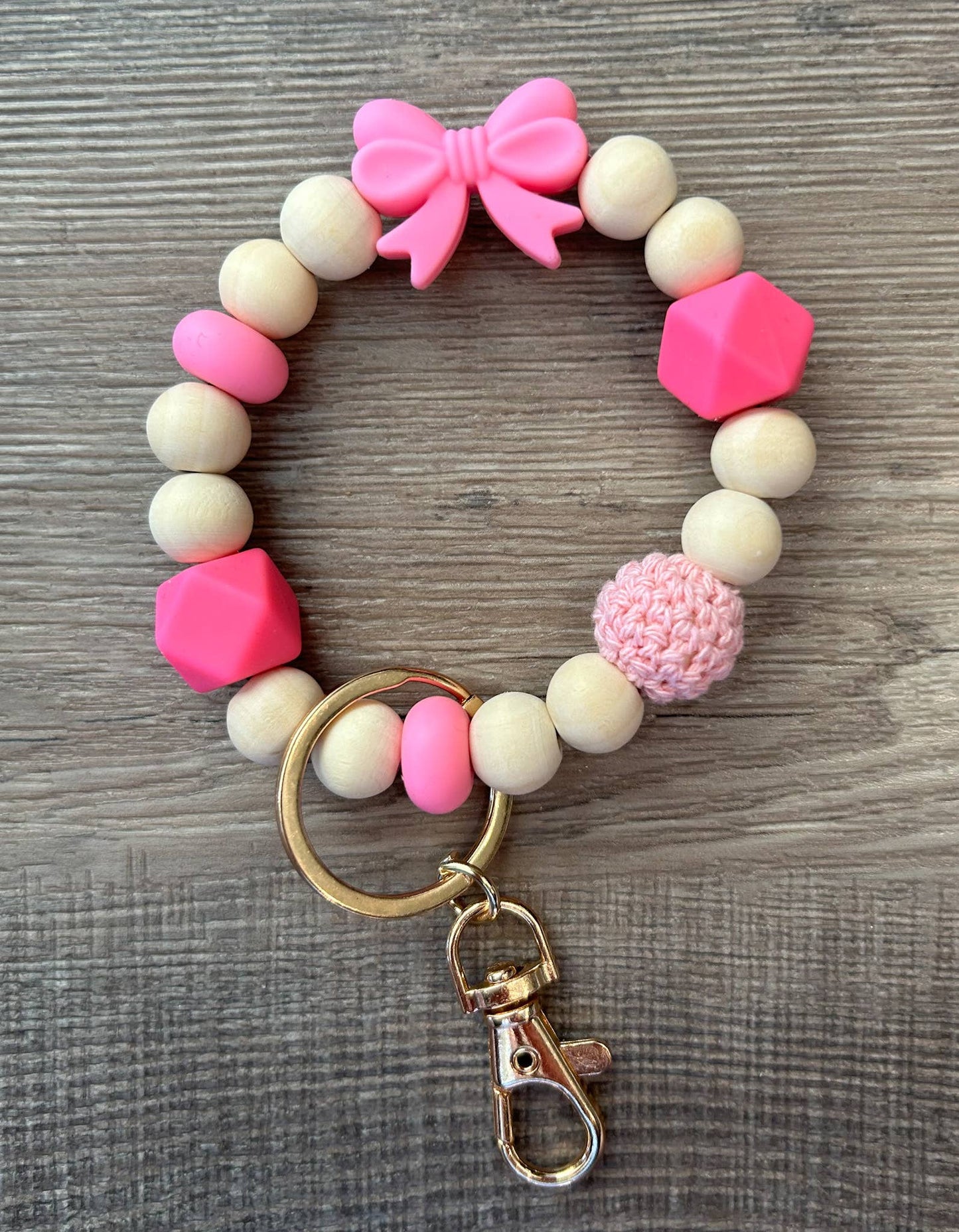 Bow Wristlet Keychain: Pink