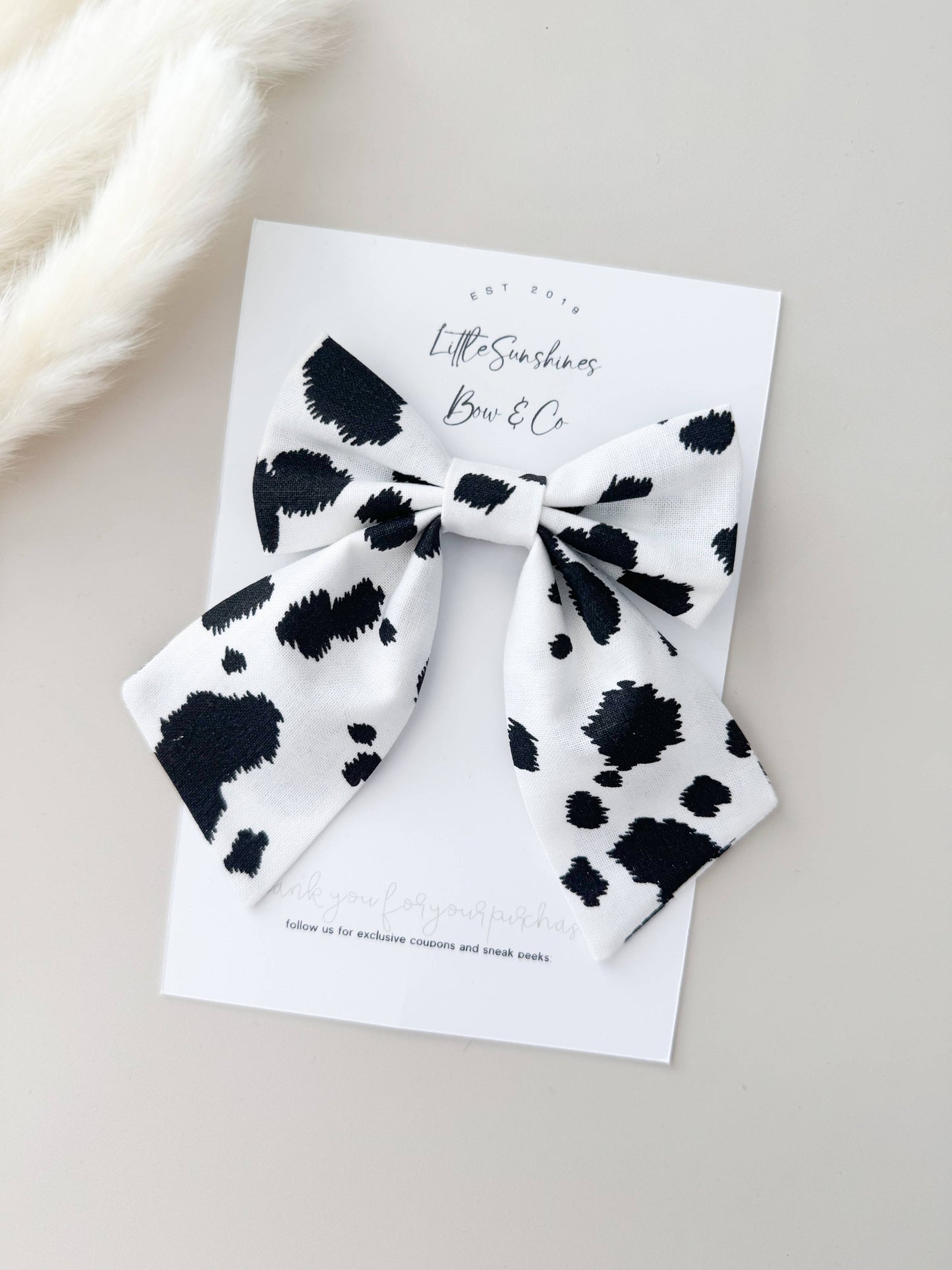 Black & White Cow Print Bow : Large