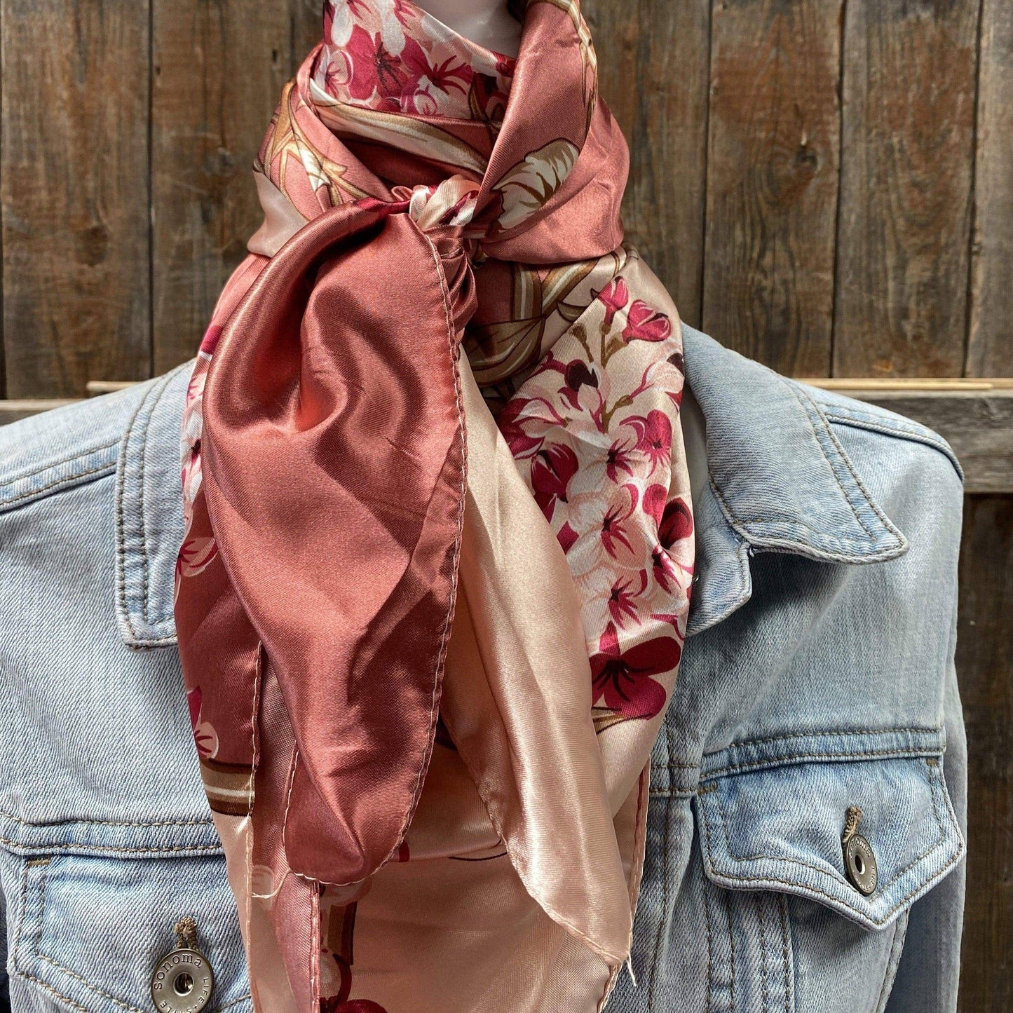Raspberry Pink Floral Wild Rag - Western Scarf