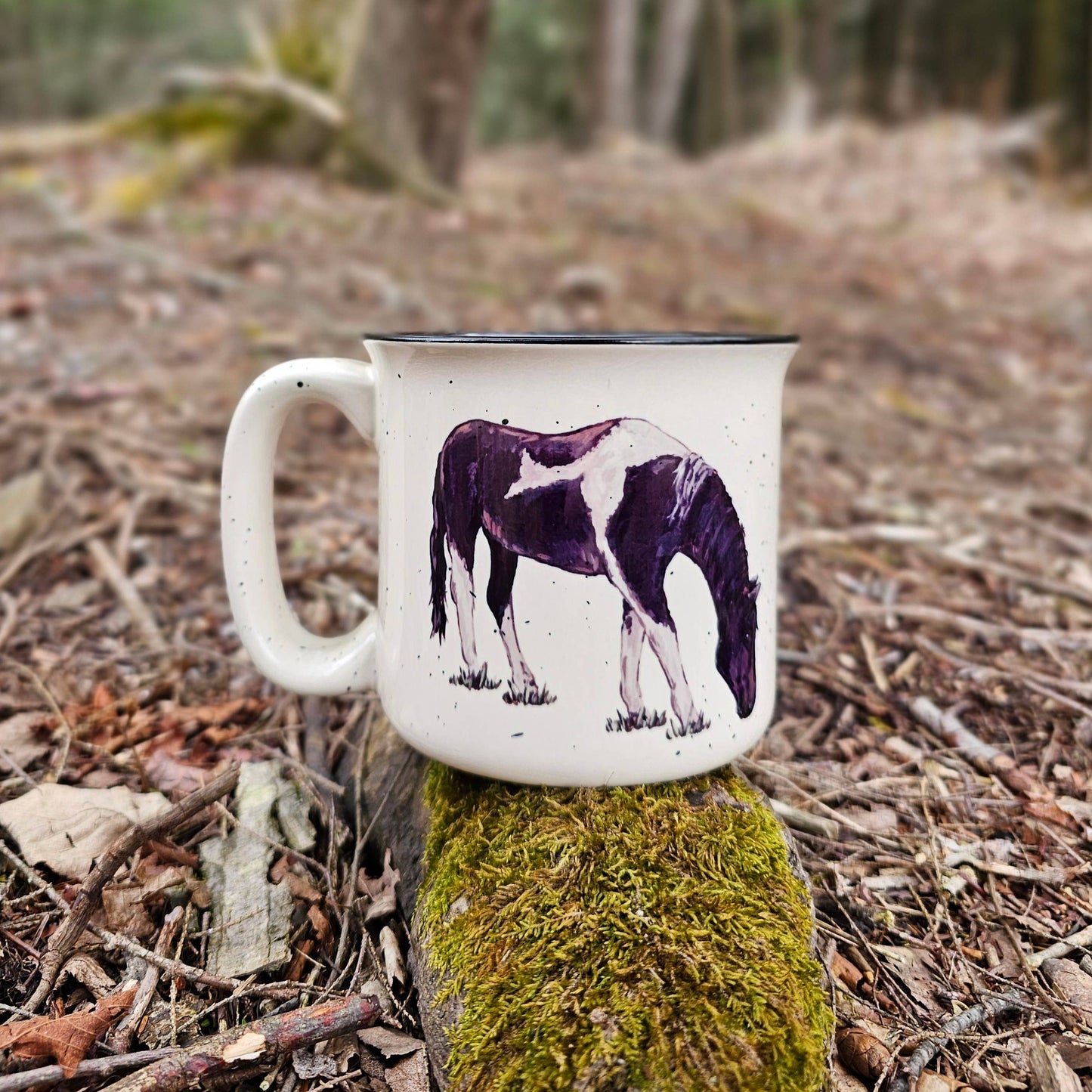 Black and White Horse Mug: White Mug