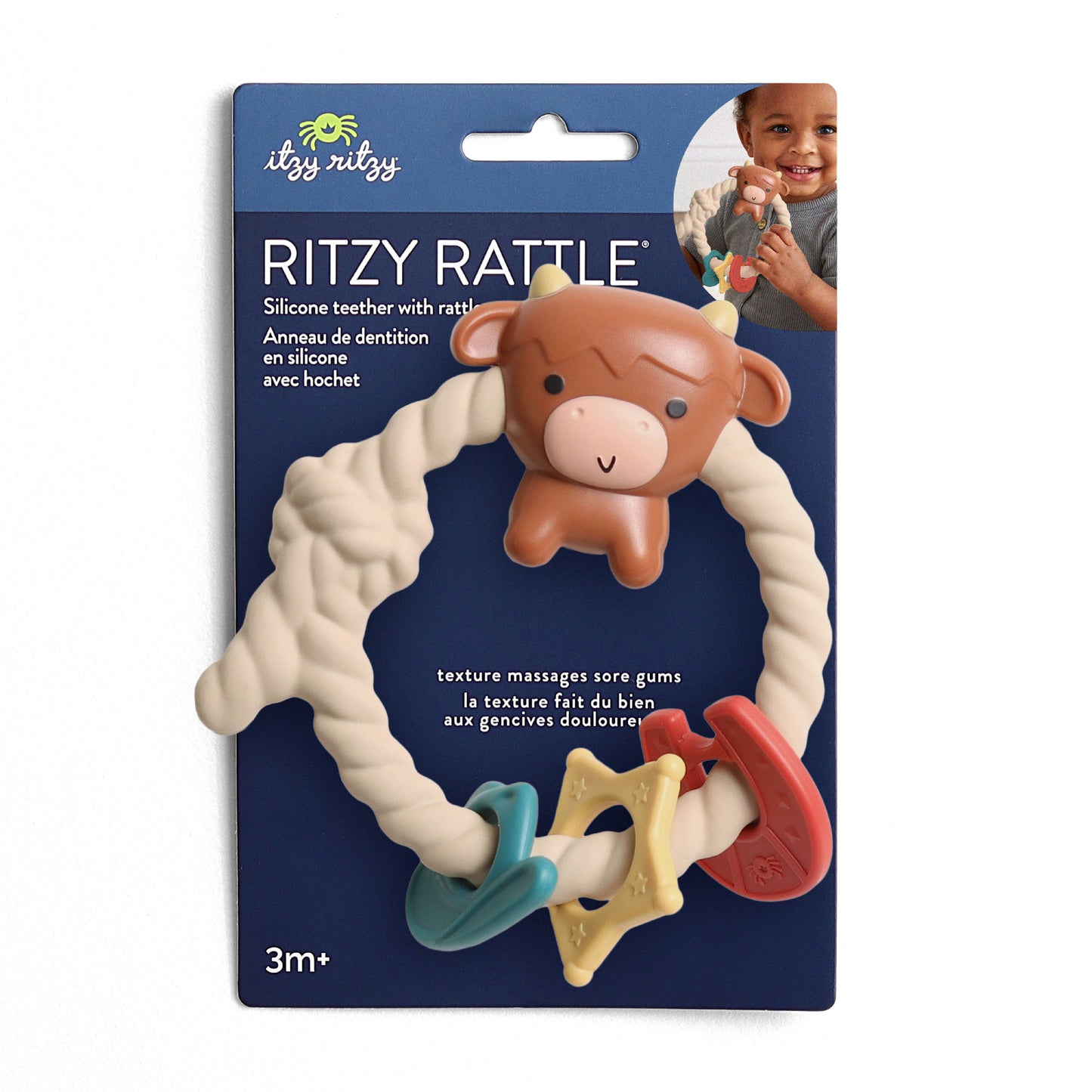 Highland Cow Ritzy Rattle™ Silicone Teether