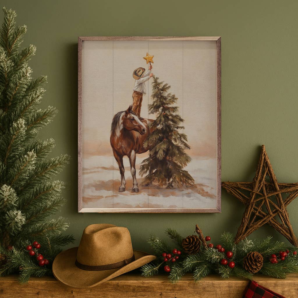 Young Cowboys Christmas Wall Hanging: 8x10