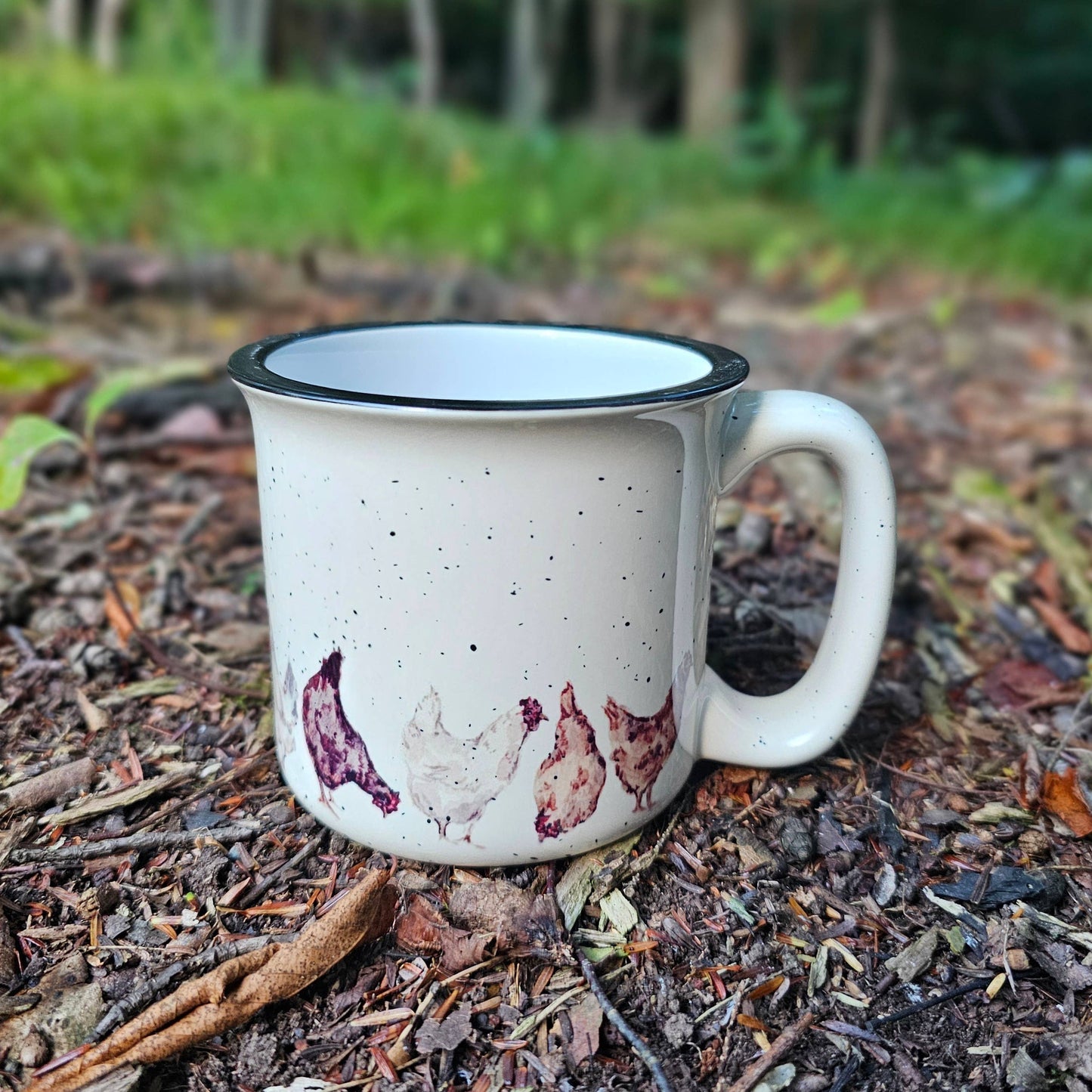 Chicken Lover Mug: Cream Speckled Mug