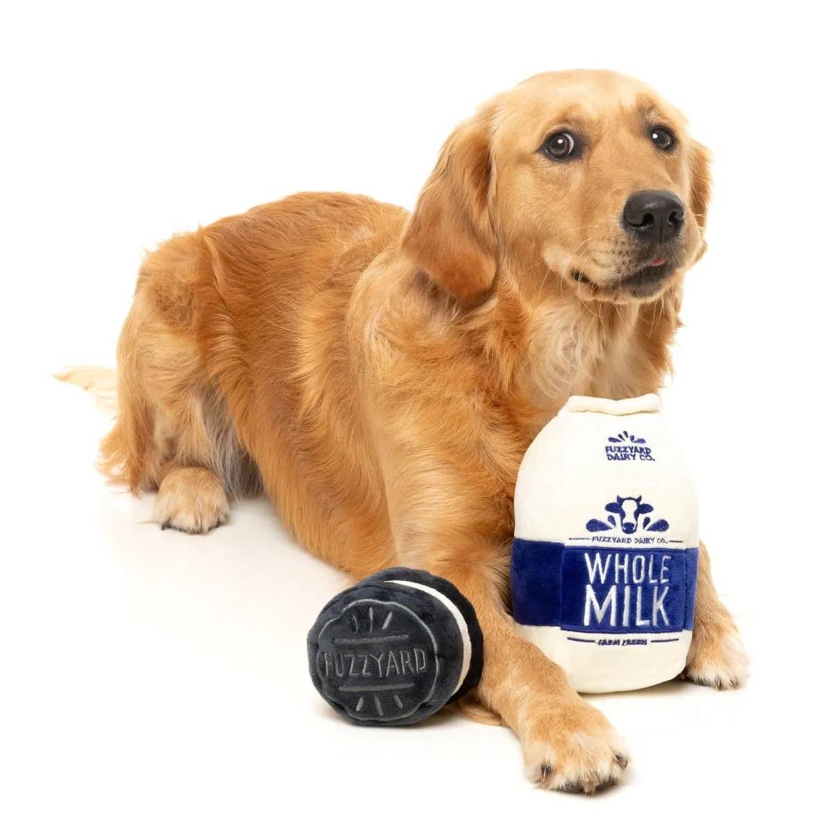 Milk & Cookie Plush Dog Toy: Dark Blue