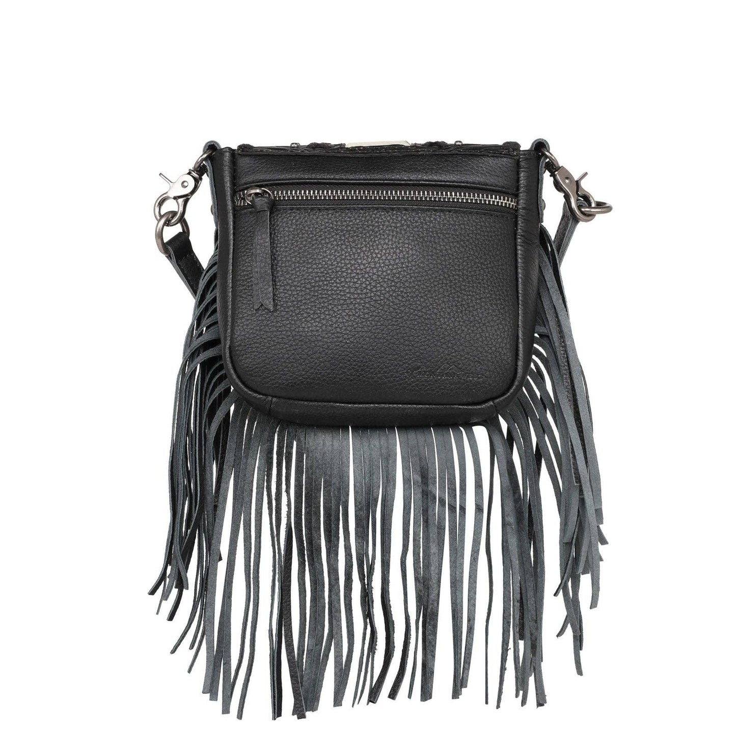 Montana West Genuine Leather Tooled Fringe Bag