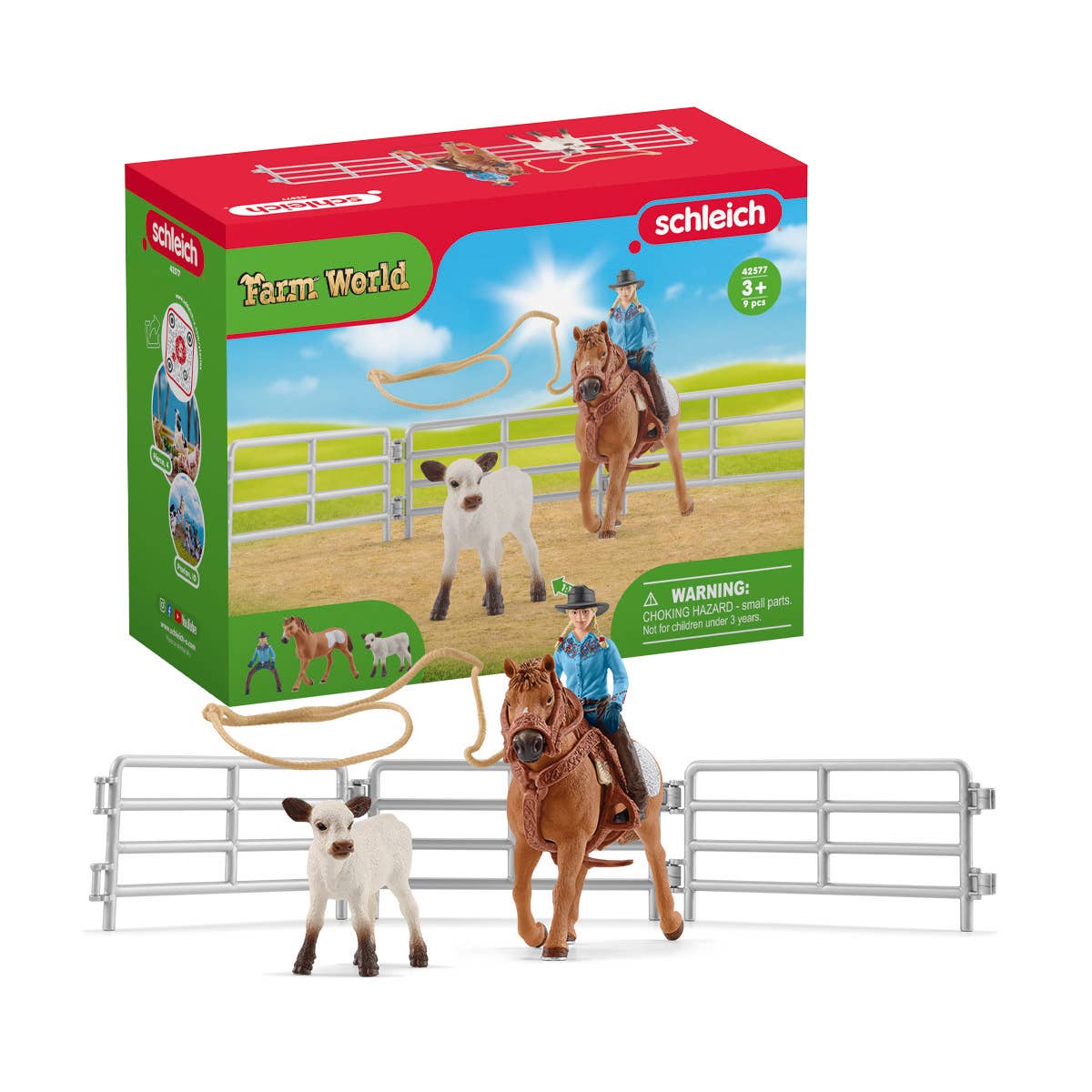 Schleich Team Roping With Cowgirl Farm Figurine Toys Play Set