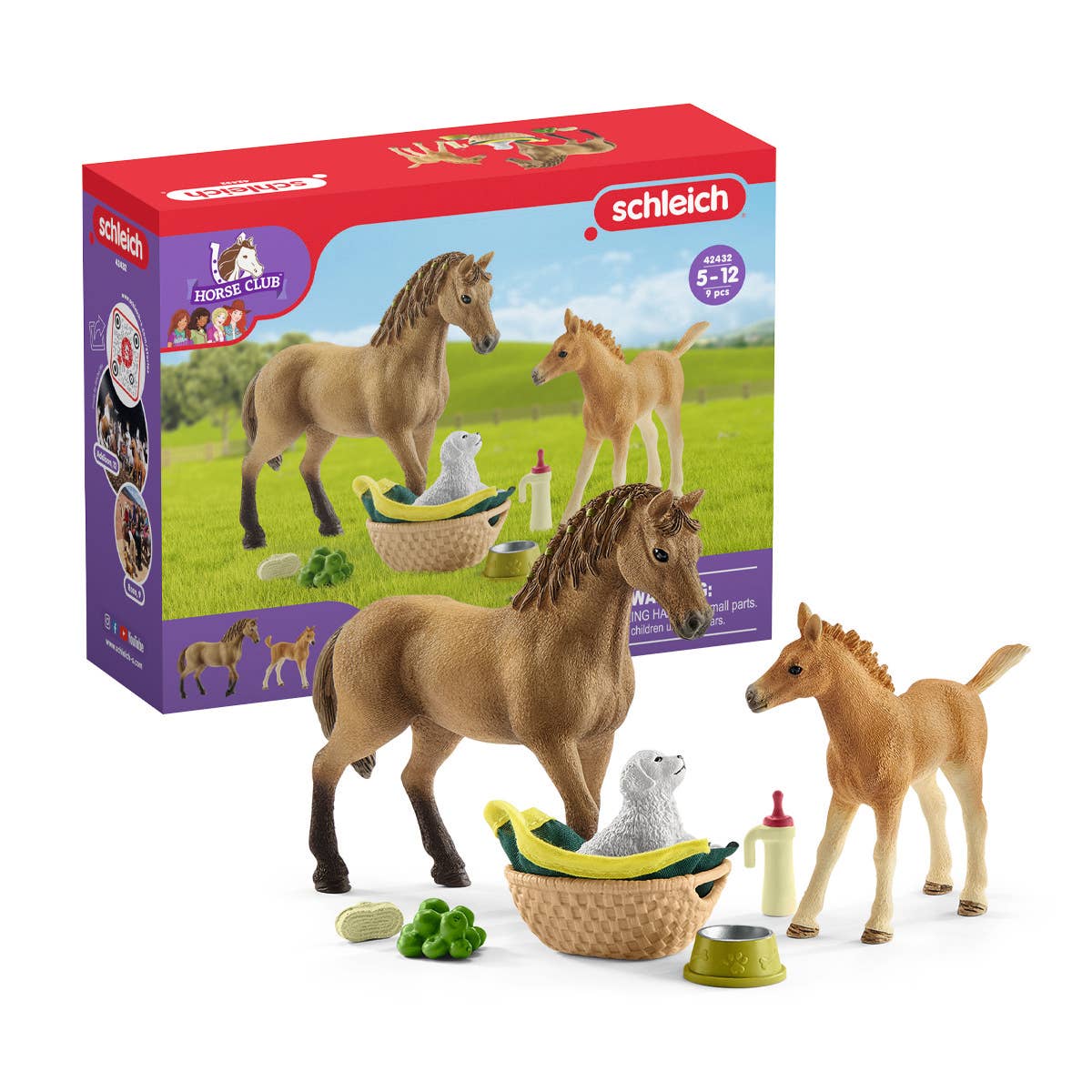Schleich Horse Club Sarah’S Baby Animal Care Horse Toy Playset