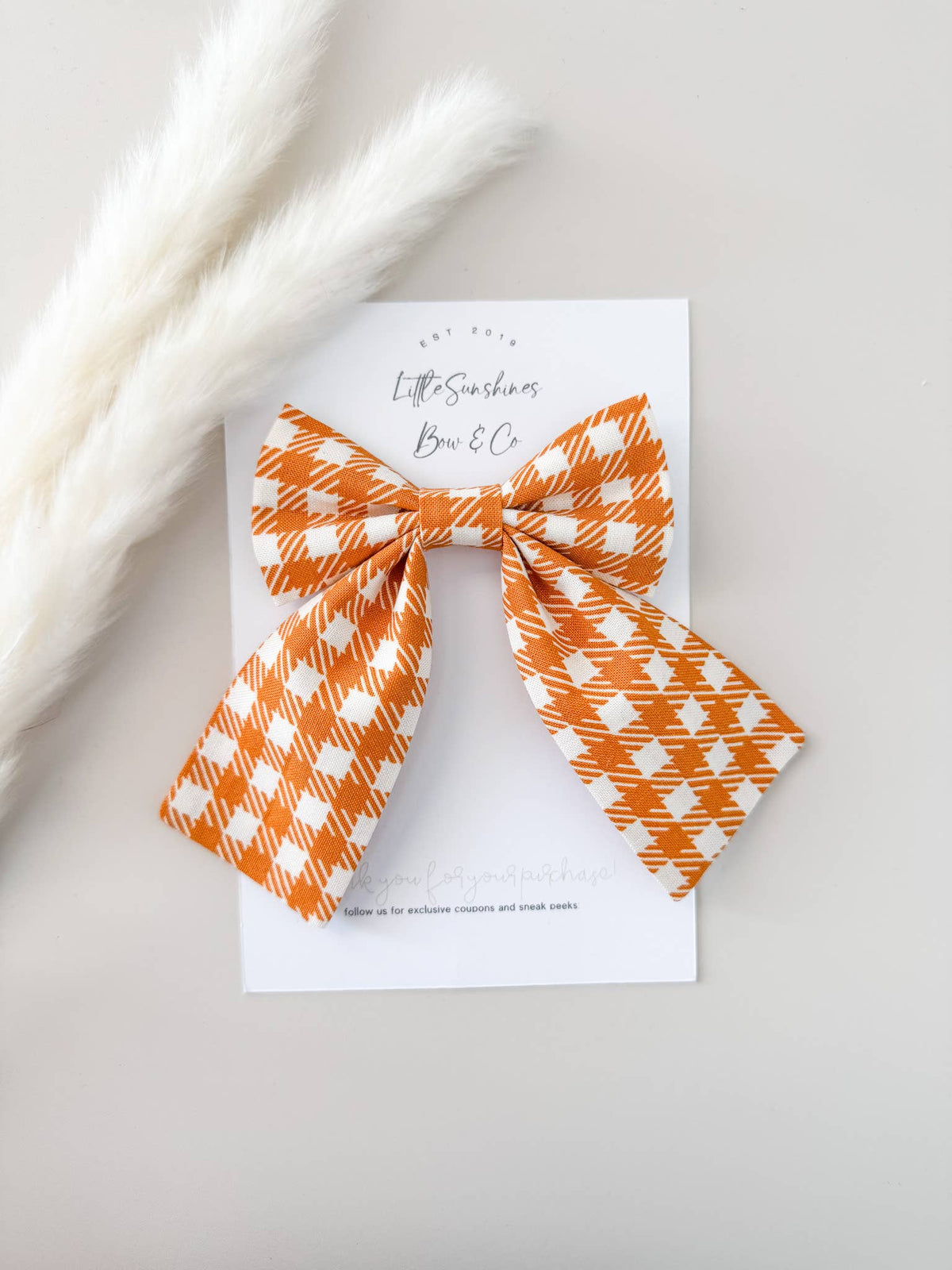 Orange Checkered Bow : Large