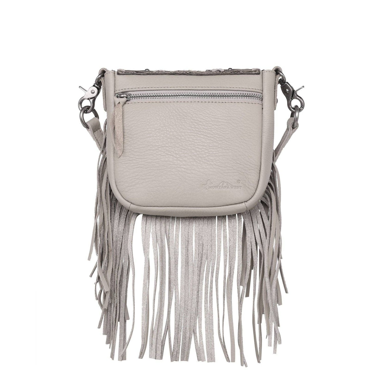 Montana West Genuine Leather Tooled Fringe Bag