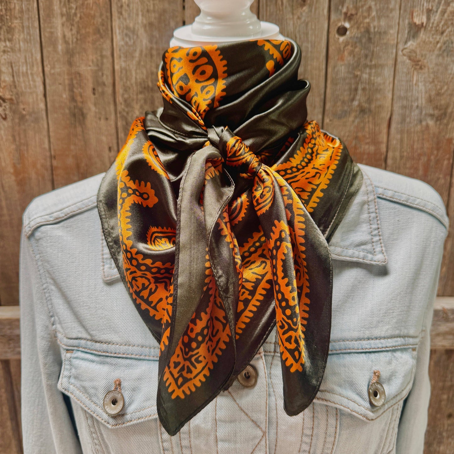 Dark Olive Paisley Wild Rag - Western Scarf