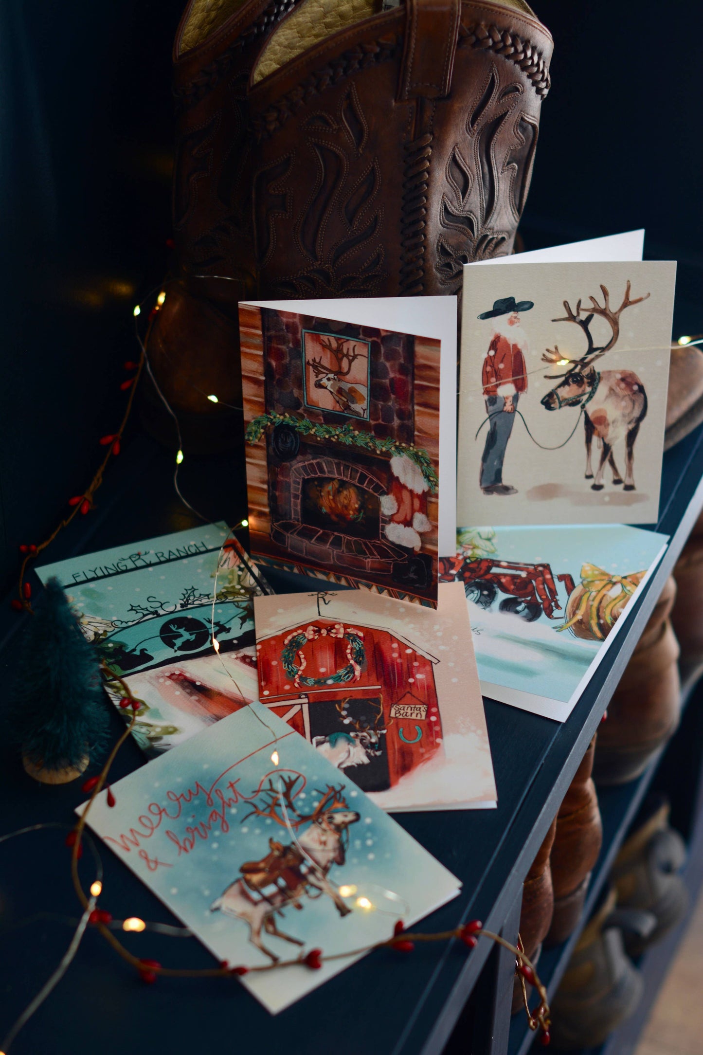 Santa’s Ranch WestWestern Santa Blank Stationery Card Pack