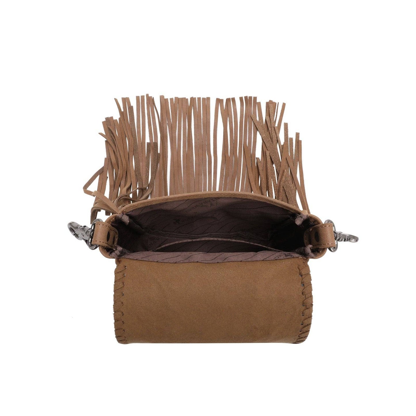 Montana West Genuine Leather Tooled Fringe Bag