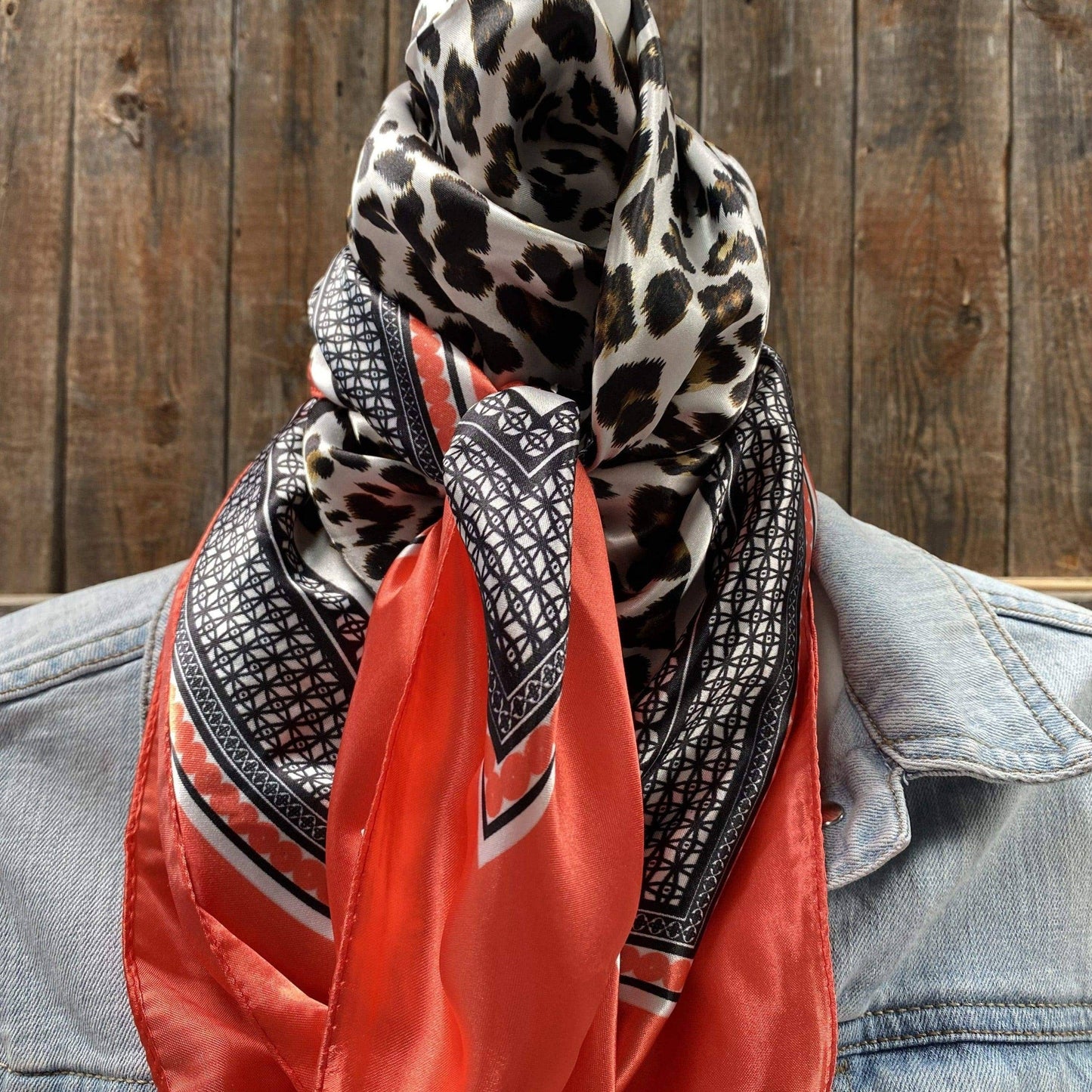 Coral Leopard Print Wild Rag - Western Scarf
