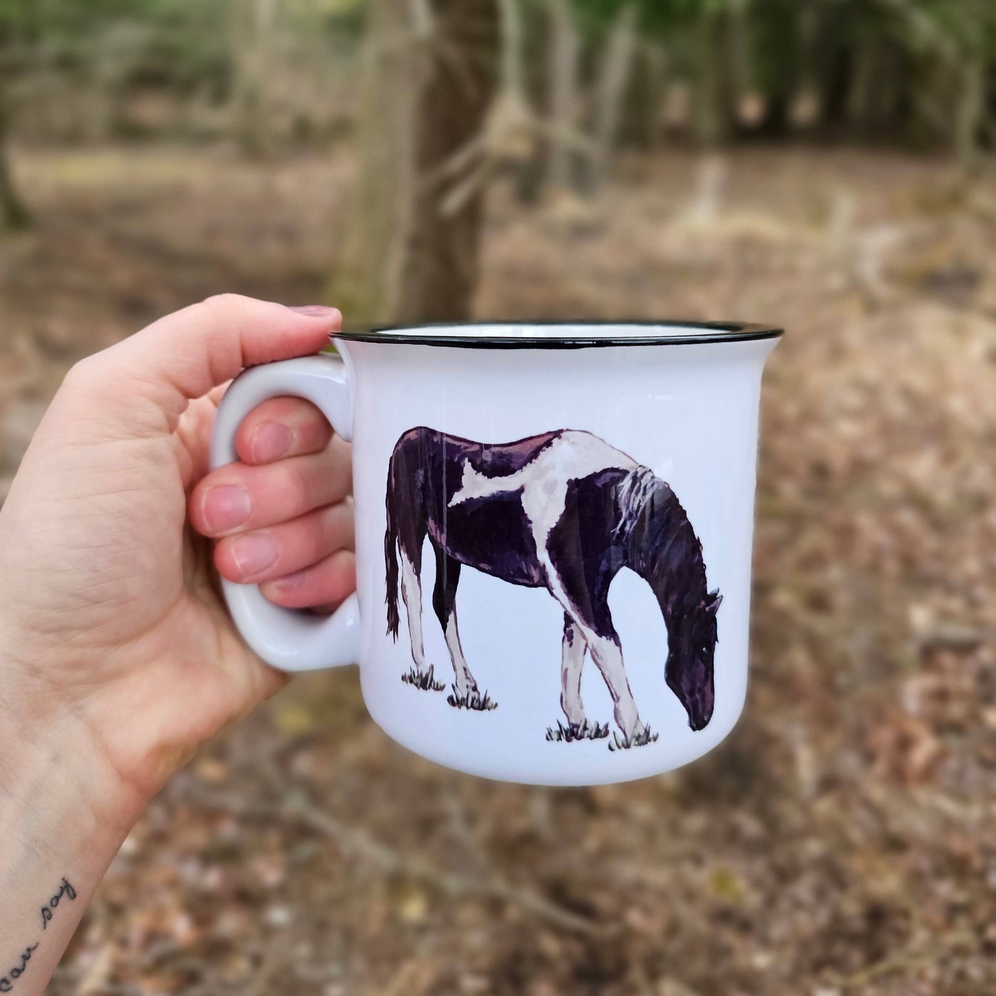 Black and White Horse Mug: White Mug