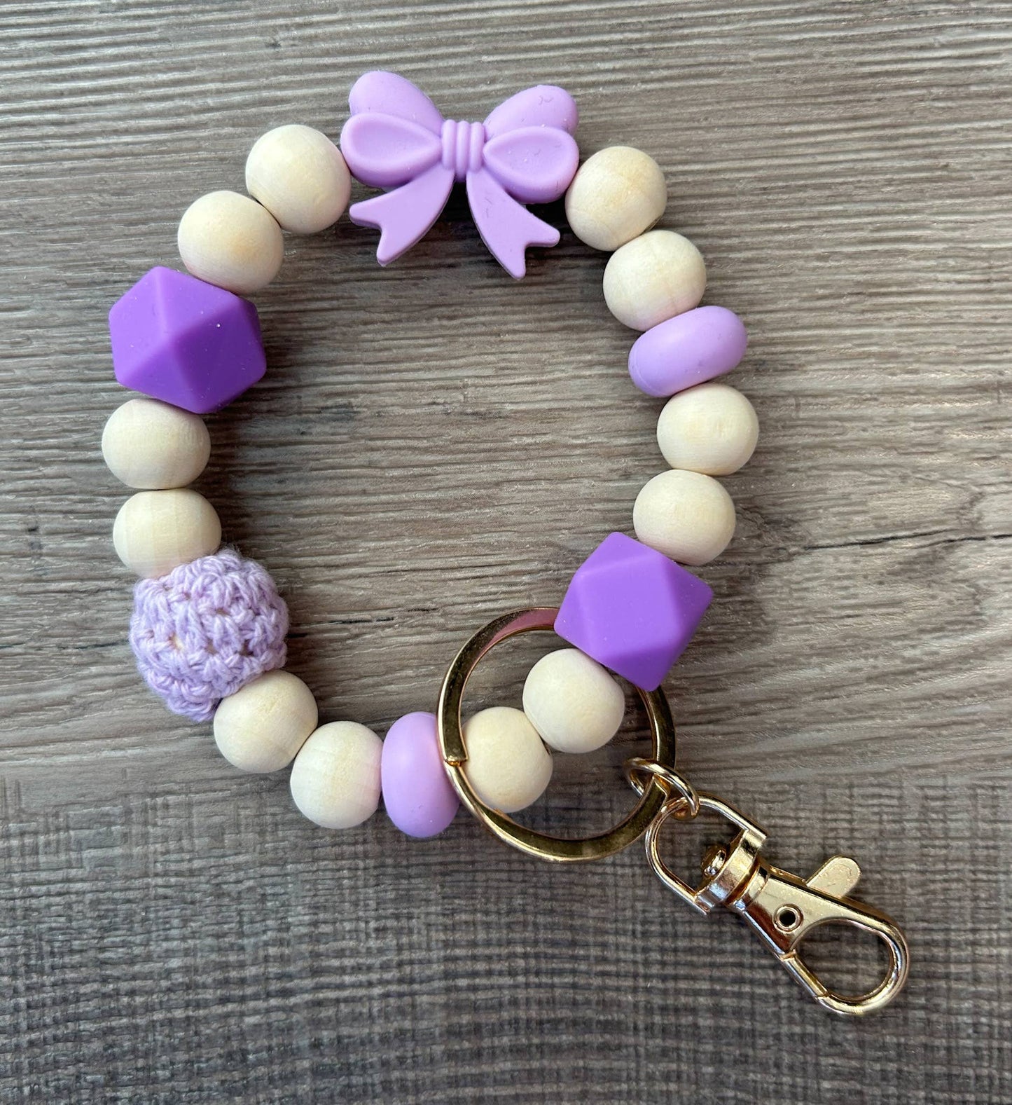 Bow Wristlet Keychain: Purple
