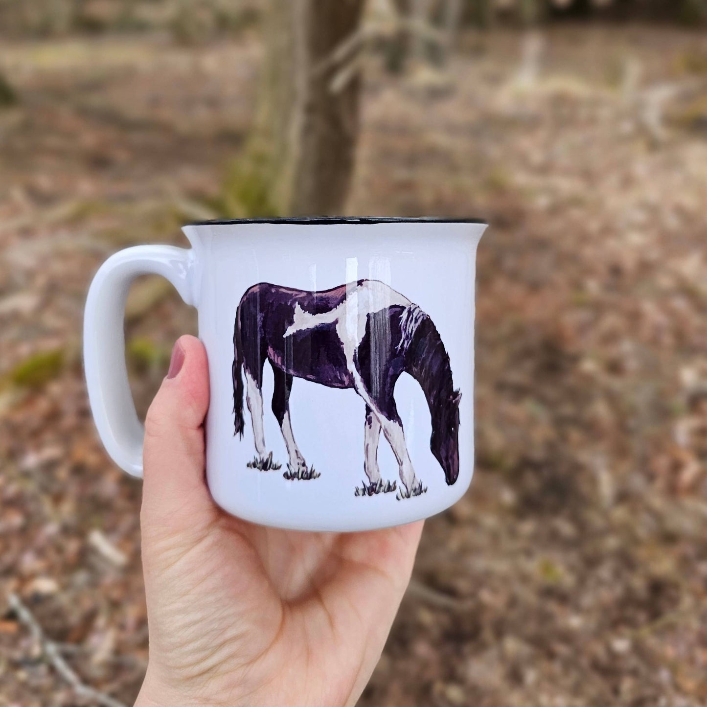Black and White Horse Mug: White Mug