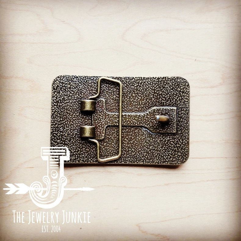 Rectangle Mixed Metallic Cowhide Buckle