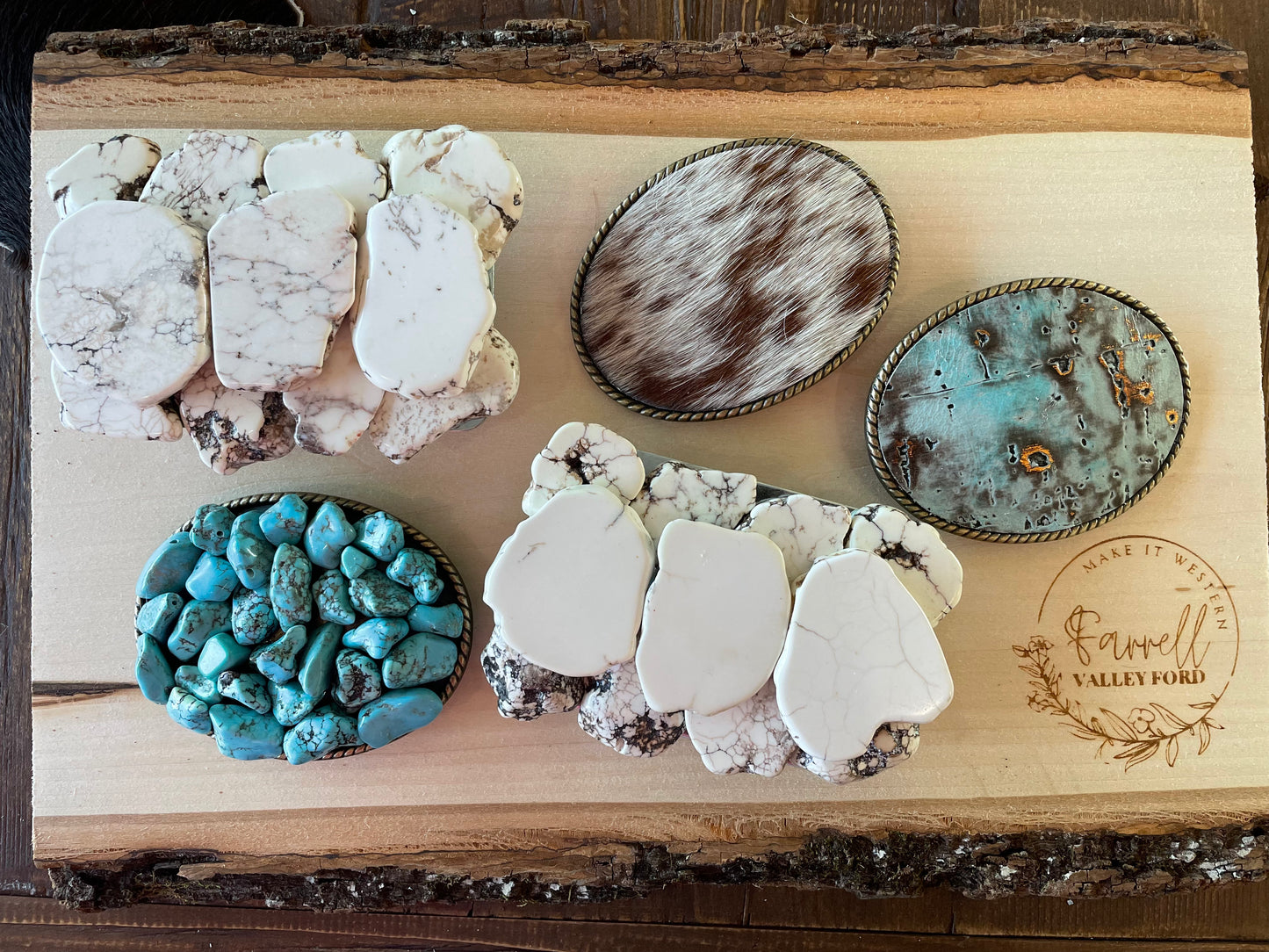 Rope Edge Turquoise Nugget Buckle