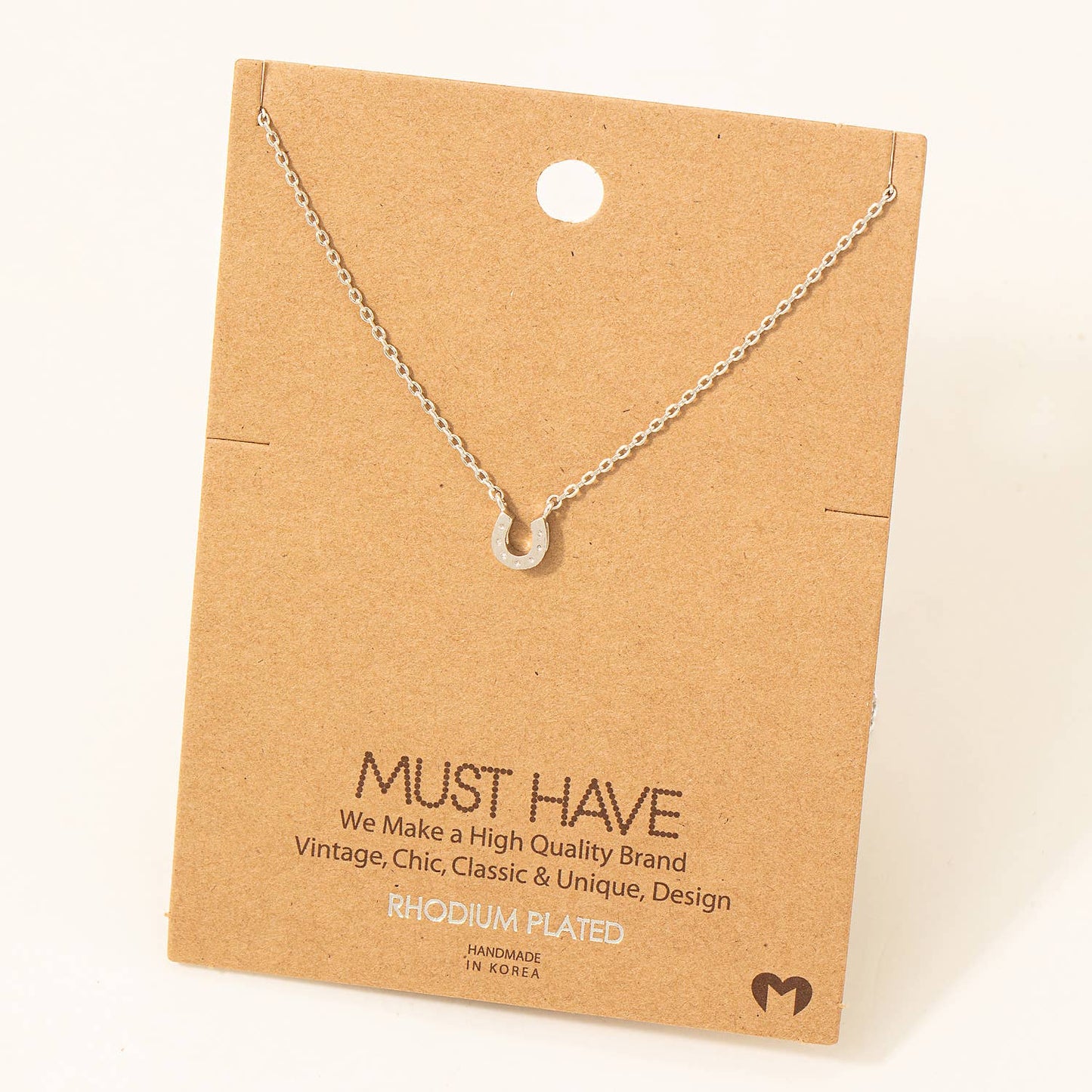 Dainty Mini Horseshoe Pendant Necklace: S
