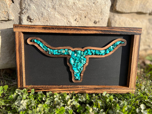 Longhorn Decor: Turqouise on Black