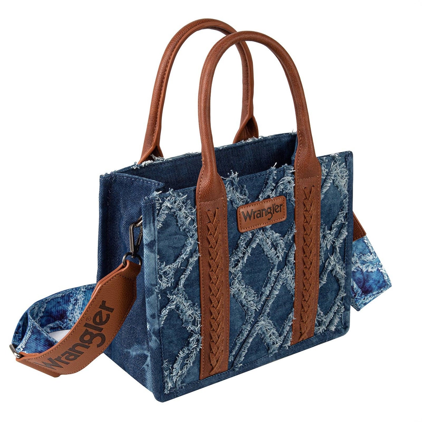 Wrangler Denim Frayed Fringe  Small Canvas Tote: Jean