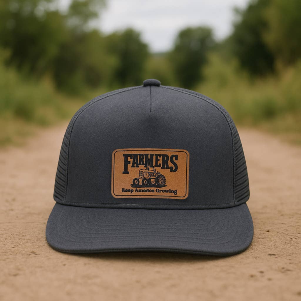 Kids Farmers Growing America Trucker Hat: Black