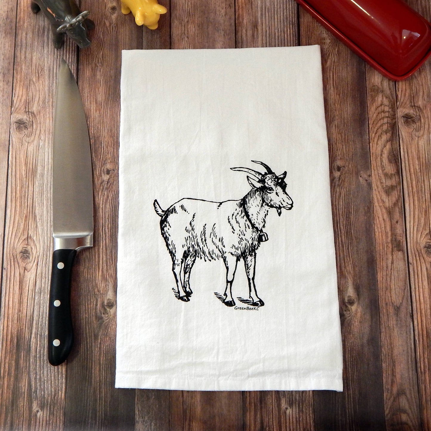 Goat Kitchen Towel | Tea Towels | Flour Sack Dish Towels: Black