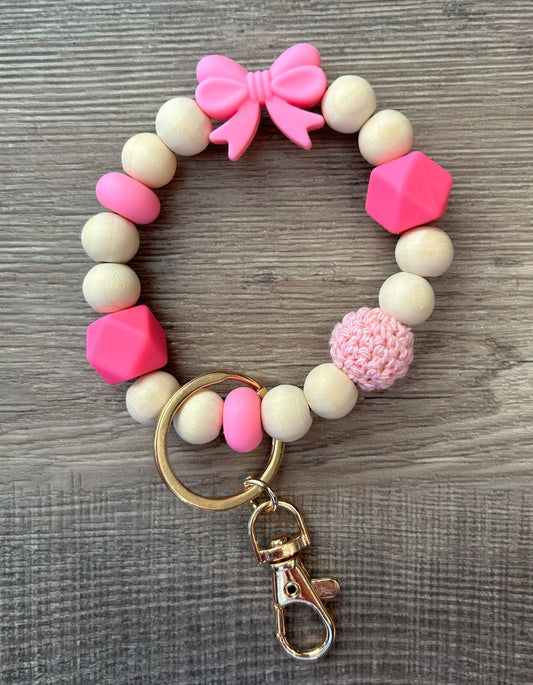 Bow Wristlet Keychain: Pink
