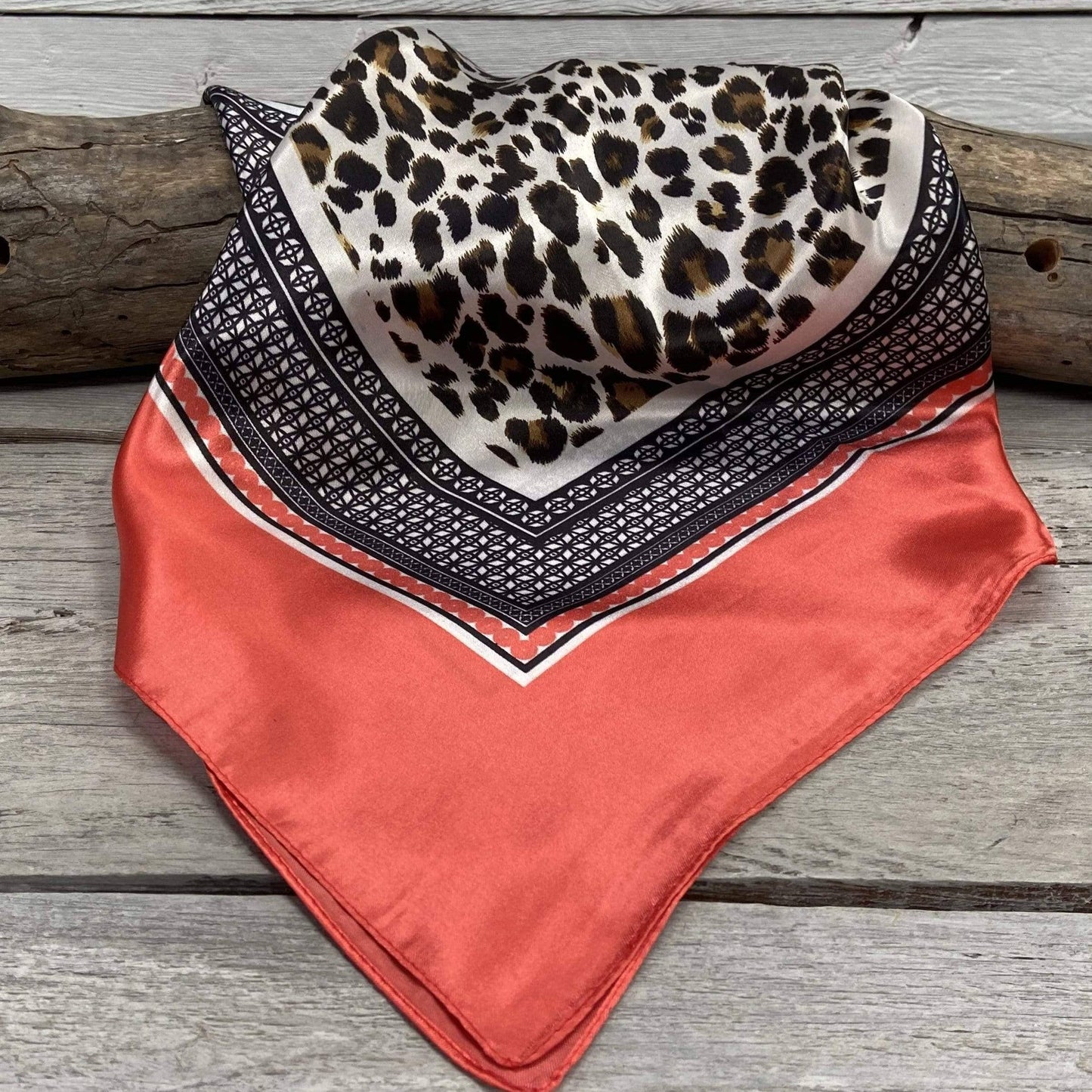 Coral Leopard Print Wild Rag - Western Scarf