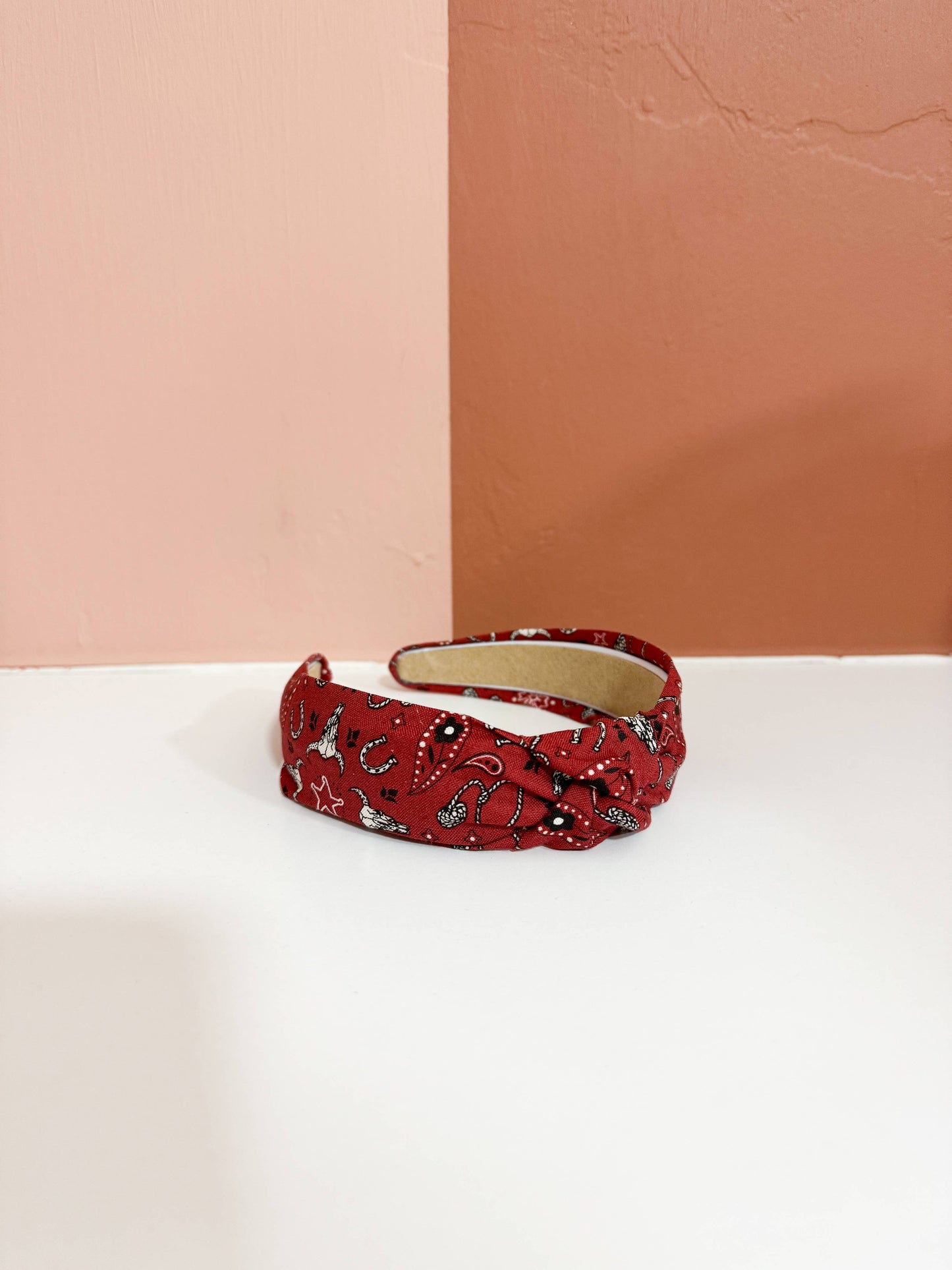 Barn Red Bandana Print WesternTop Knot Headband