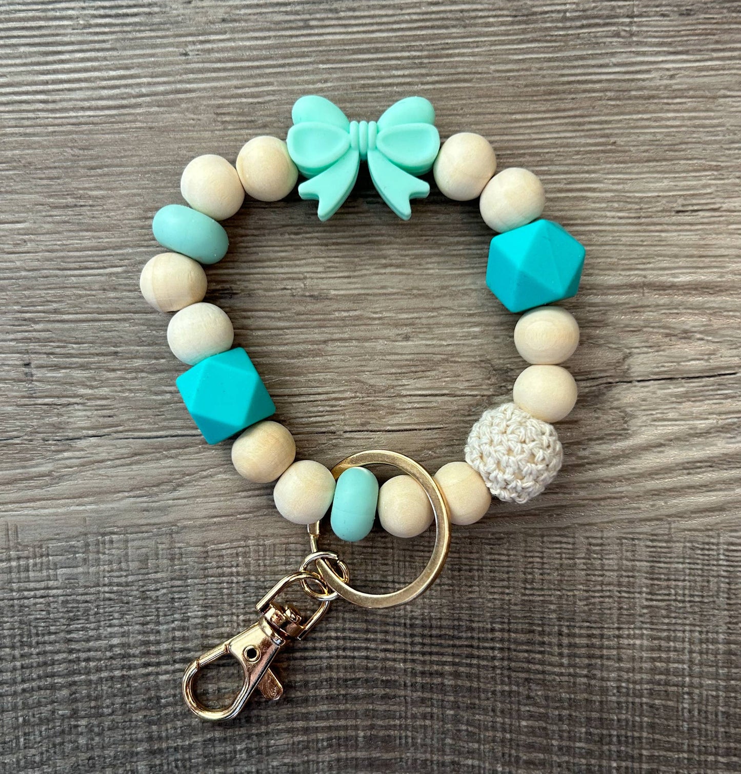 Bow Wristlet Keychain: Turquoise