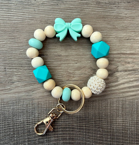 Bow Wristlet Keychain: Turquoise