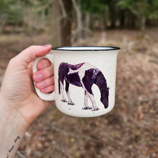 Black and White Horse Mug: White Mug