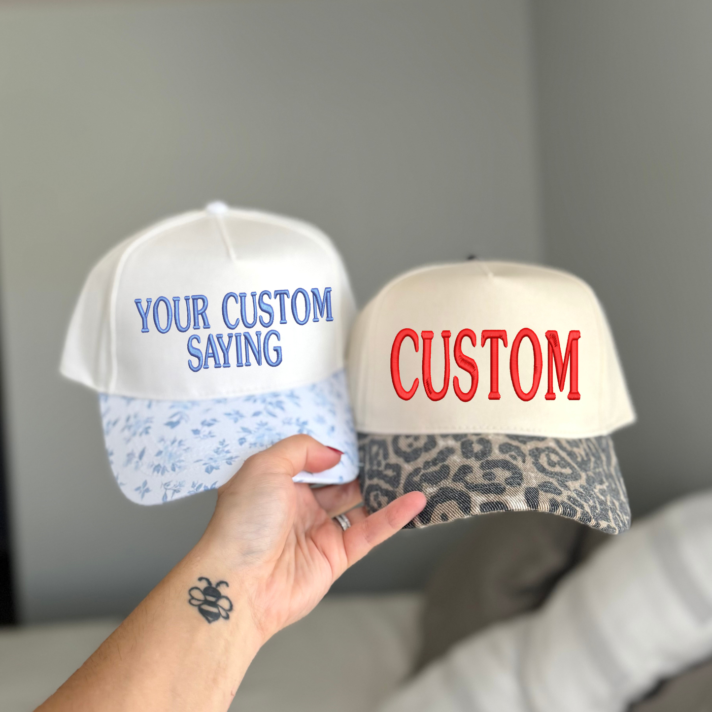 Custom Printed Bill Embroidered Hat: Small Leopard