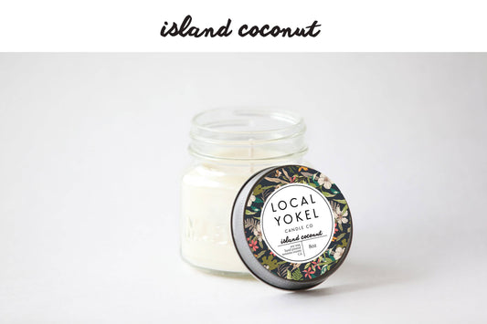 Local Yokel Candle: Island Coconut  | 8oz Mason | Soy Wax Candle |