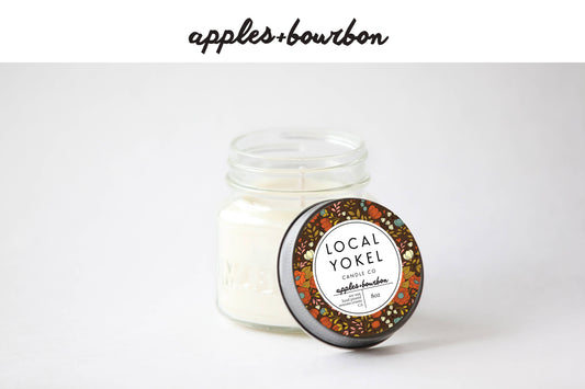 Local Yokel: Apples+Bourbon  | 8oz Mason | Soy Wax Candle |