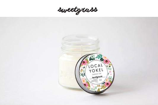 Local Yokel Candle: Sweetgrass | 8oz Mason | Soy Wax Candle |
