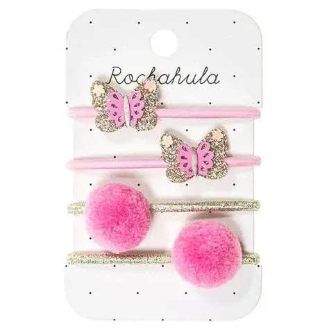 Butterfly Pom Pom Ponytail Holders