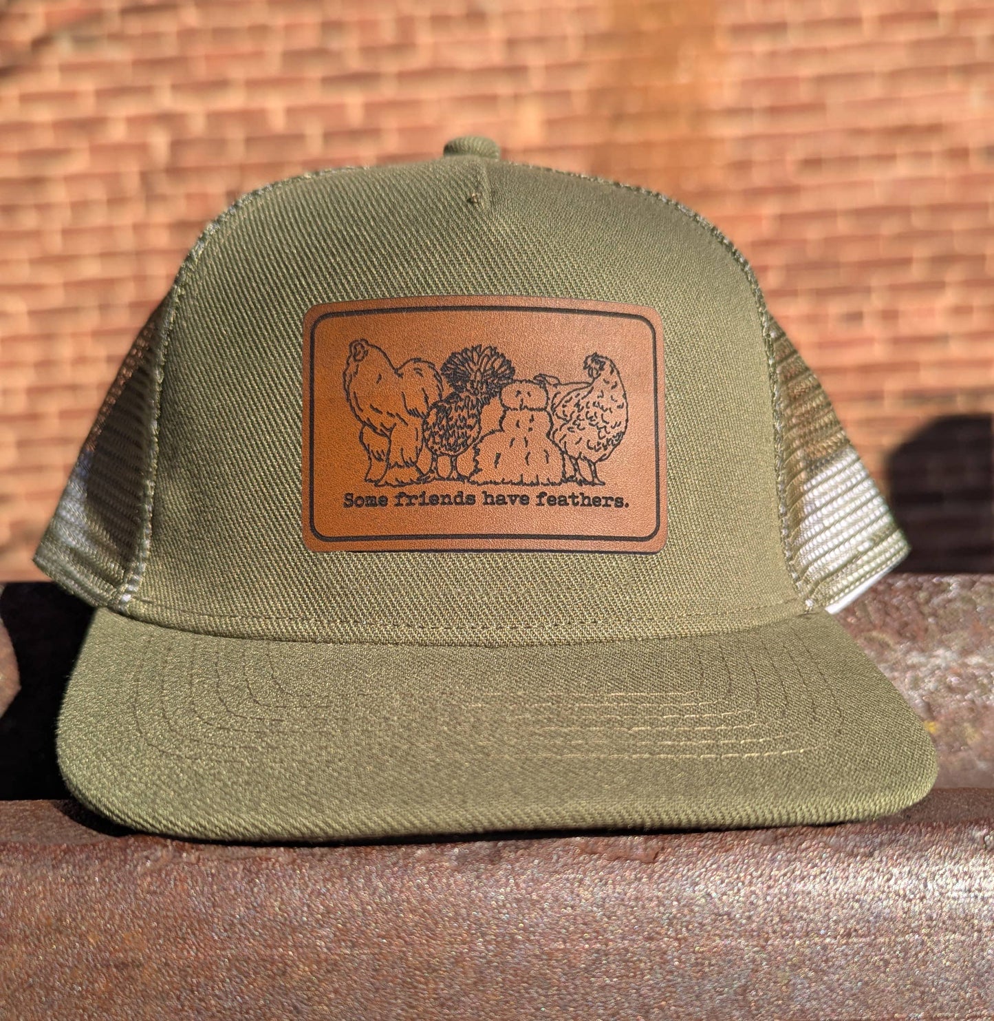 "Some Friends have Feathers" Trucker Hat for Outdoor Kids: Black