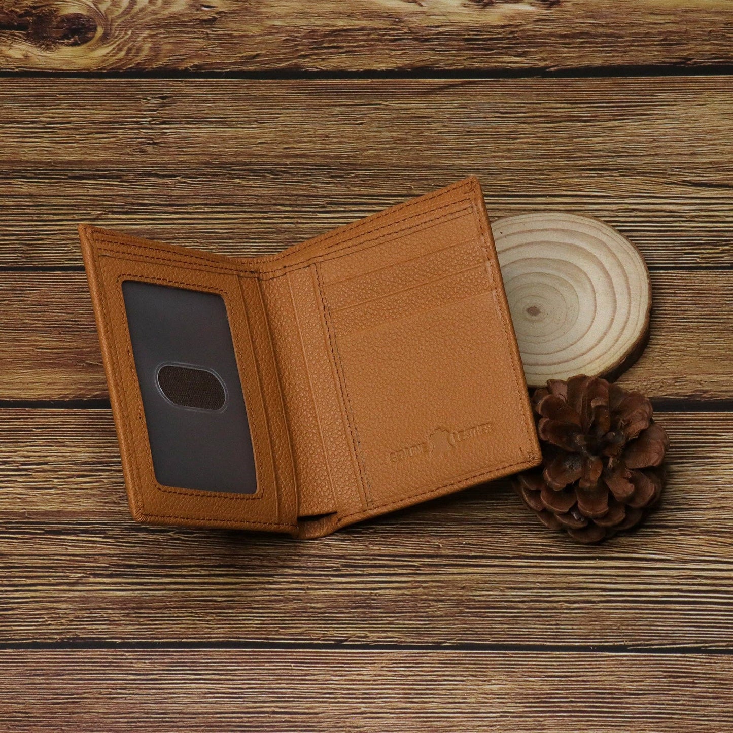 Genuine Leather Men's Bi-Fold Wallet: Coffee