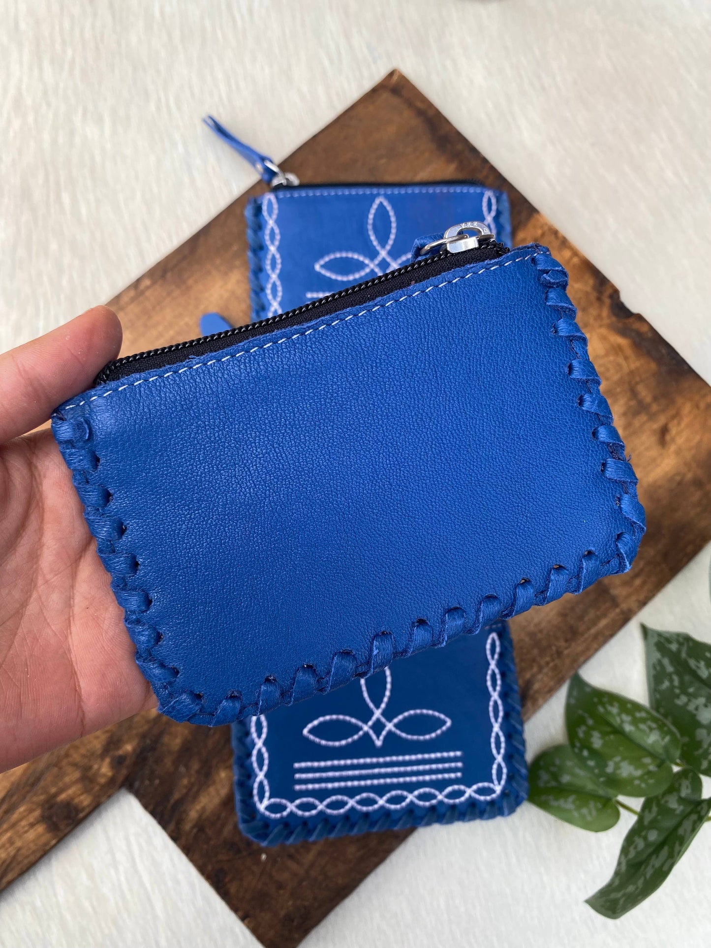 Blue Boot Stitch Coin Pouch
