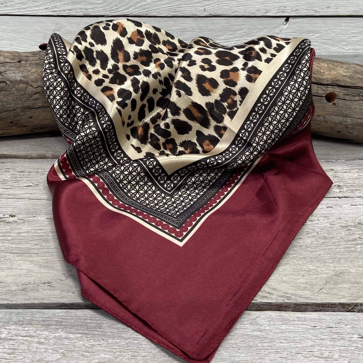 Wine Leopard Print Wild Rag - Western Scarf
