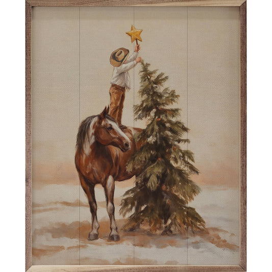 Young Cowboys Christmas Wall Hanging: 8x10