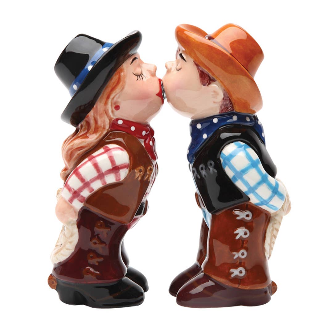 Kissing Cowboy & Cowgirl Couple Salt and Pepper Shaker Set