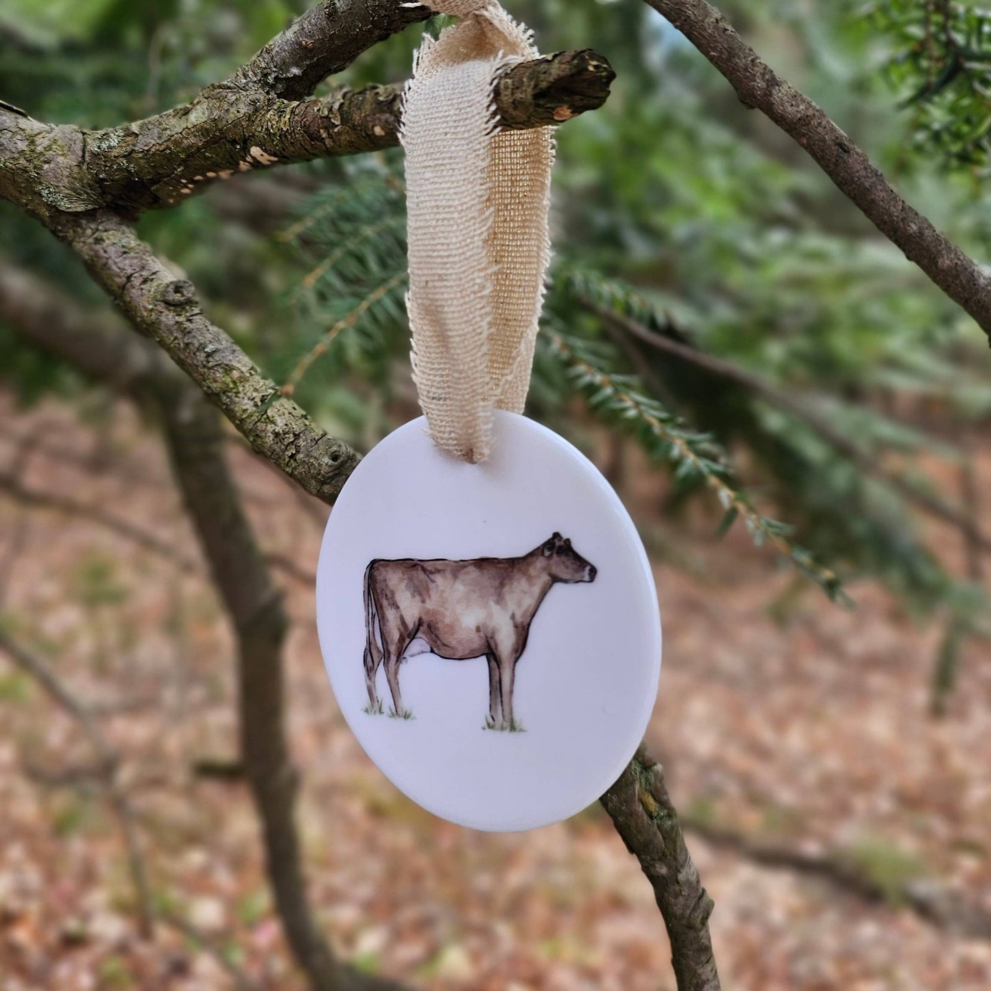 Jersey Dairy Cow Rustic Ceramic Ornament