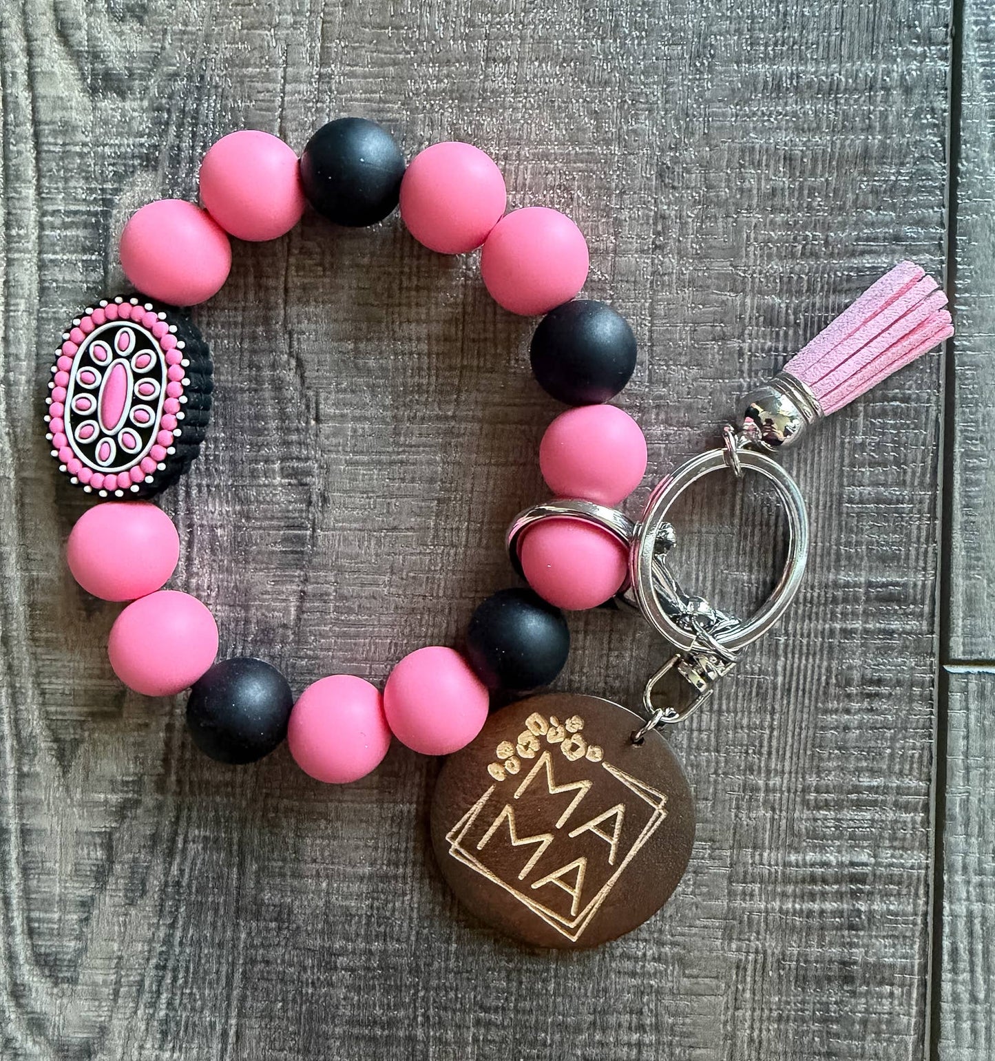 Western Mama Keychain Wristlet: Light Pink