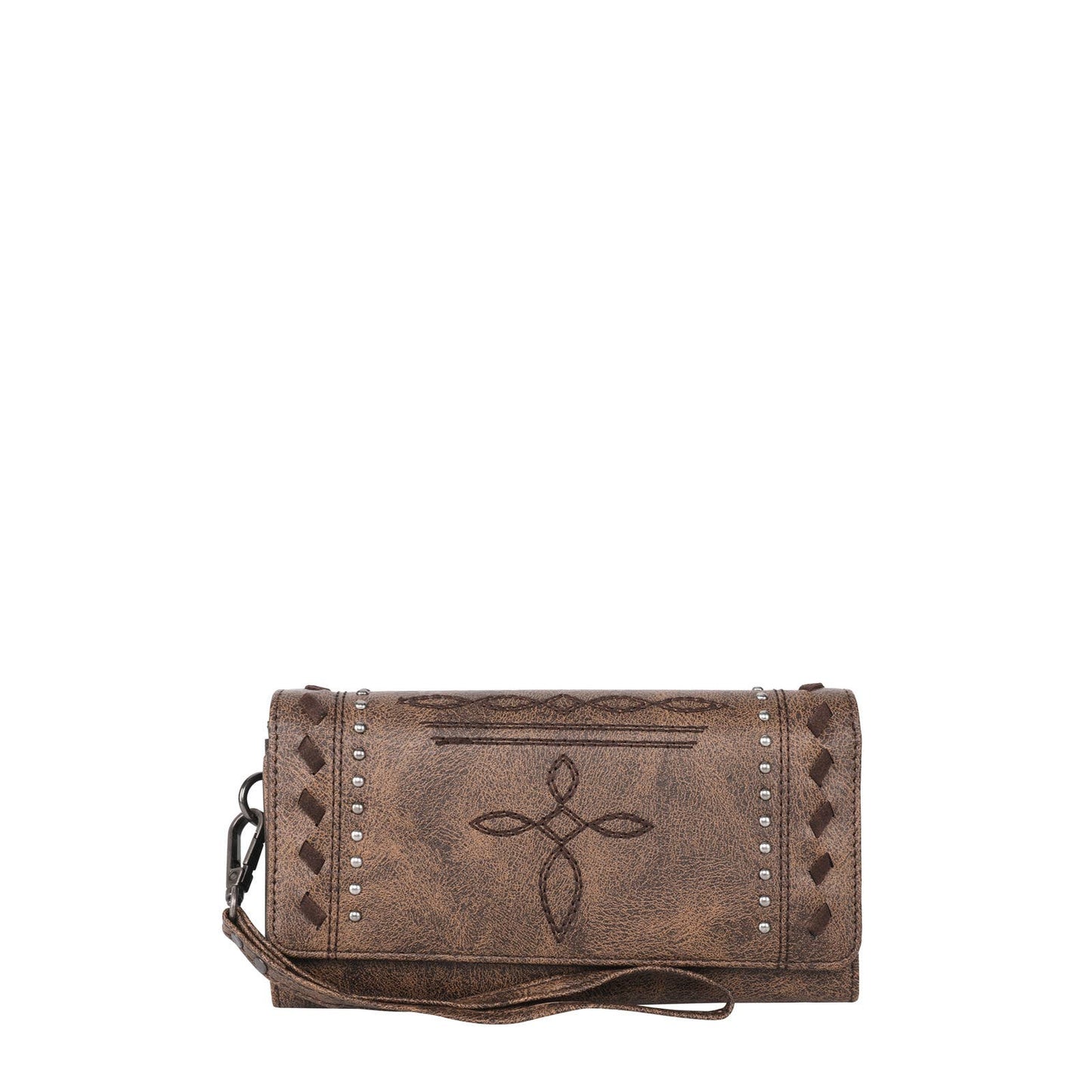 Montana West Embroidered Stitch Wallet: Light Brown