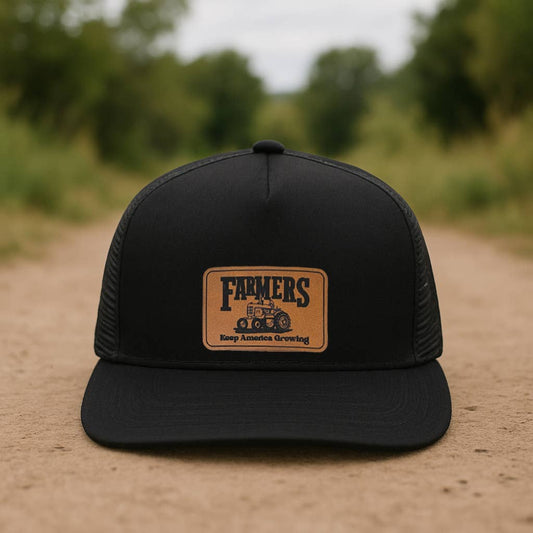 Kids Farmers Growing America Trucker Hat: Black