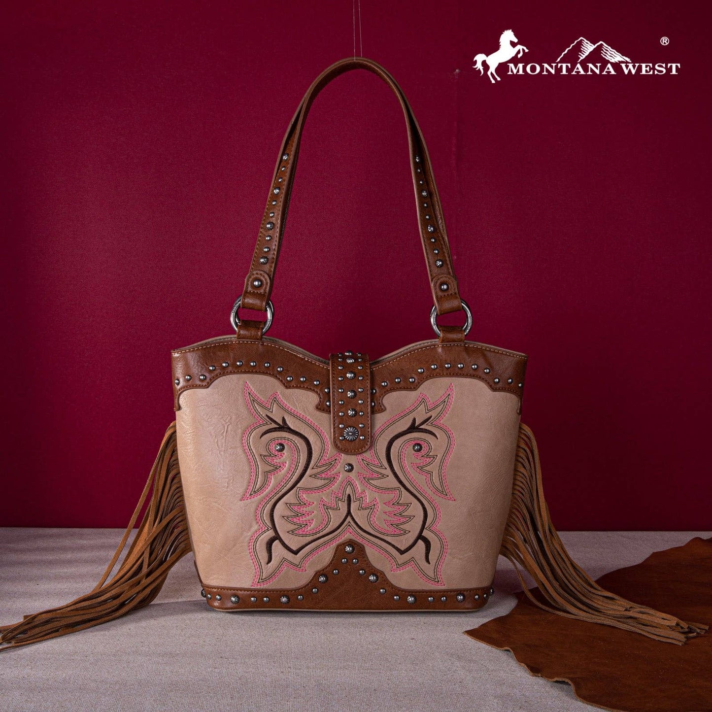 Montana West Embroidered Fringe Tote: Mustard