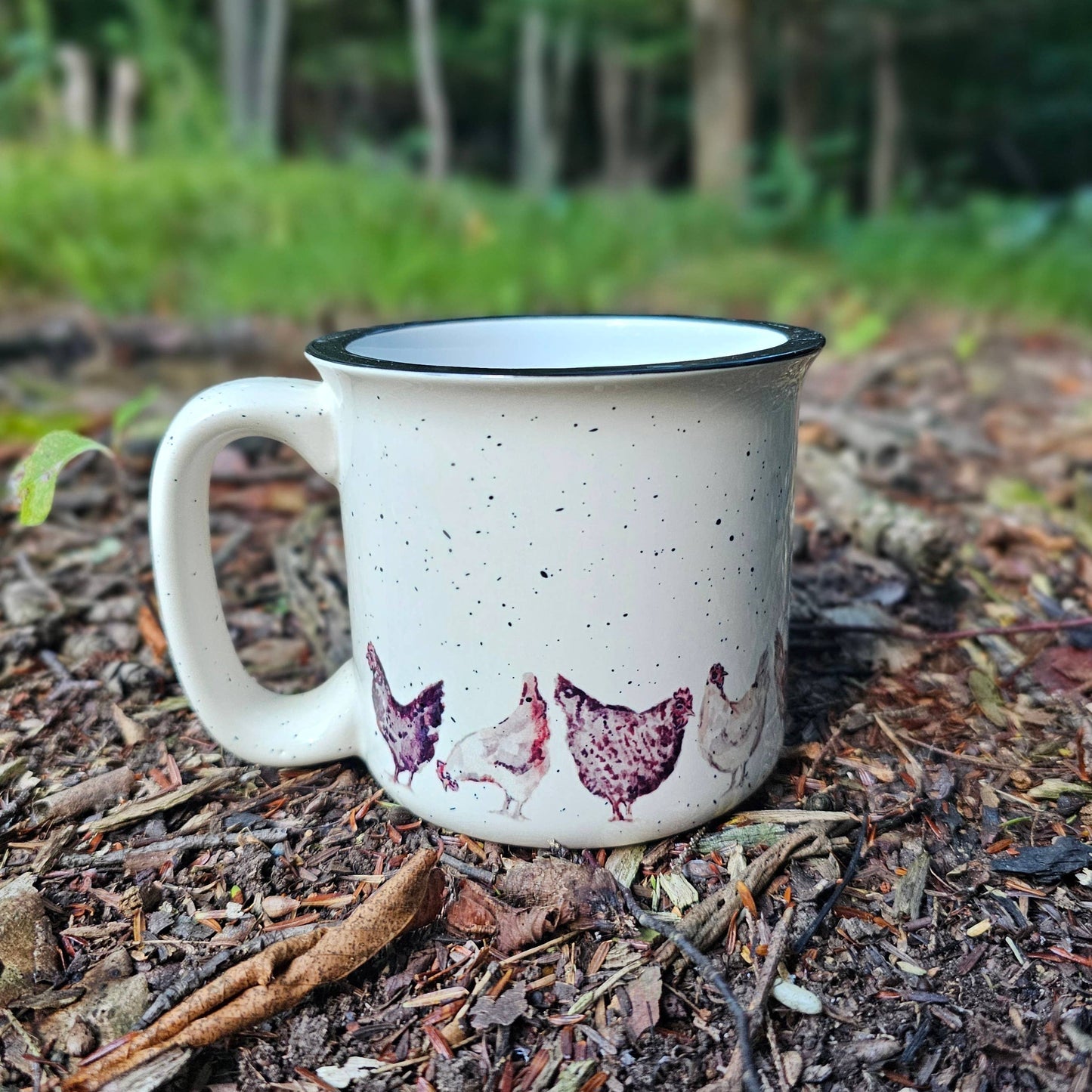 Chicken Lover Mug: Cream Speckled Mug